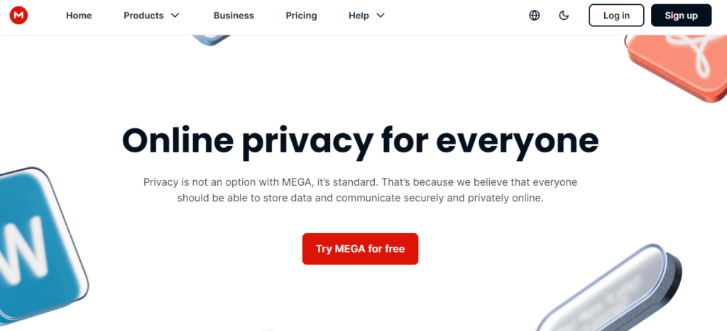 mega.io homepage