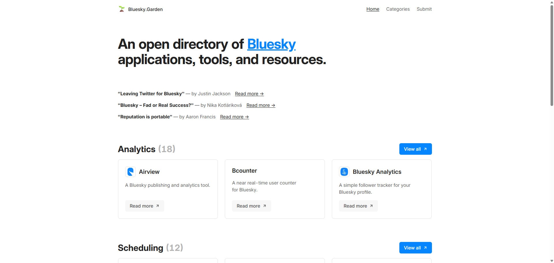 Bluesky.Garden, un annuaire Astro entièrement piloté par un seul fichier tools.json