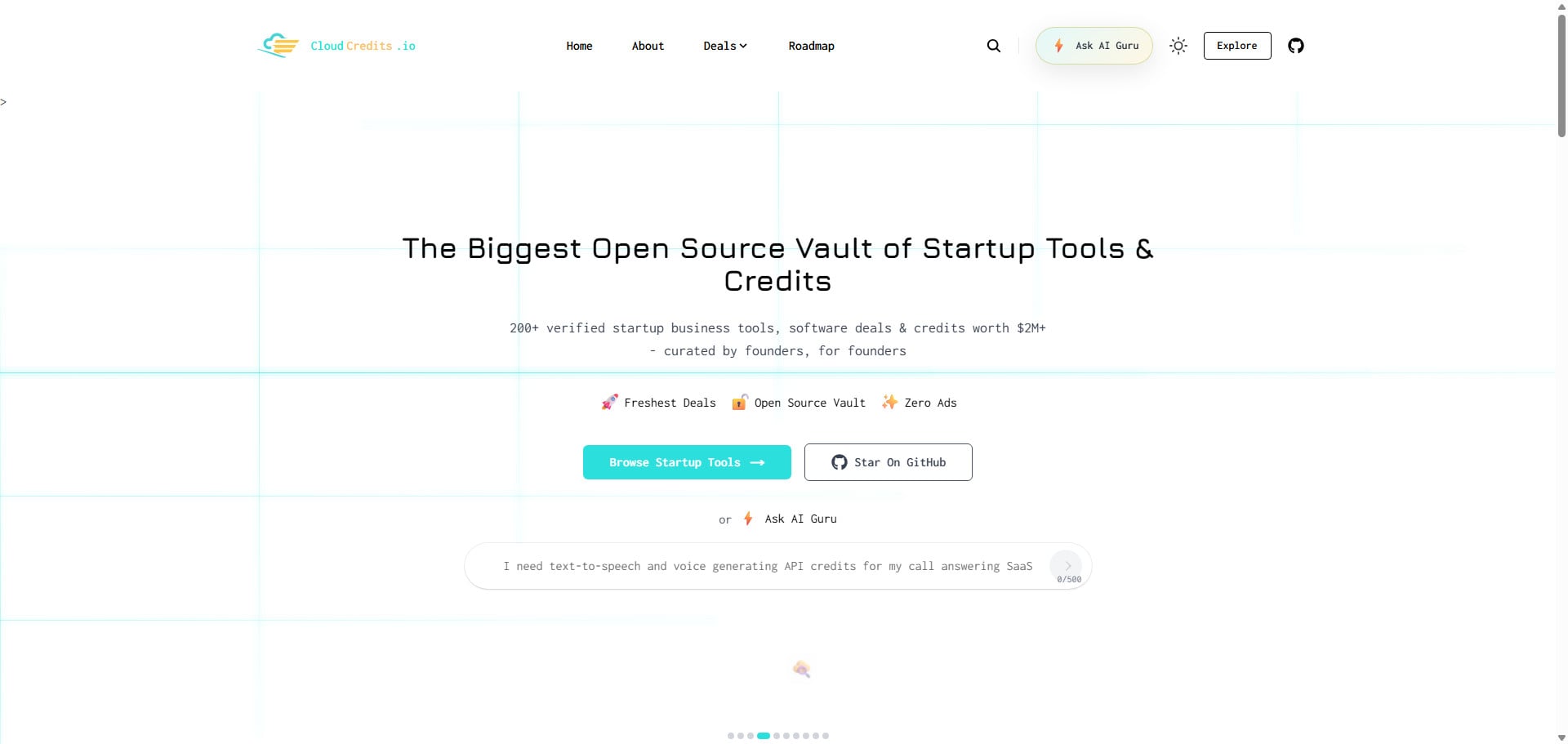 CloudCredits.io, un annuaire Astro en ligne sous licence MIT de crédits startup et de deals cloud