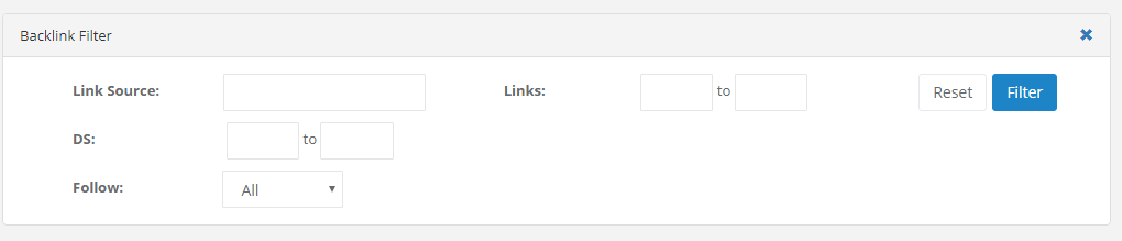 Filtre de Backlinks KeySearch