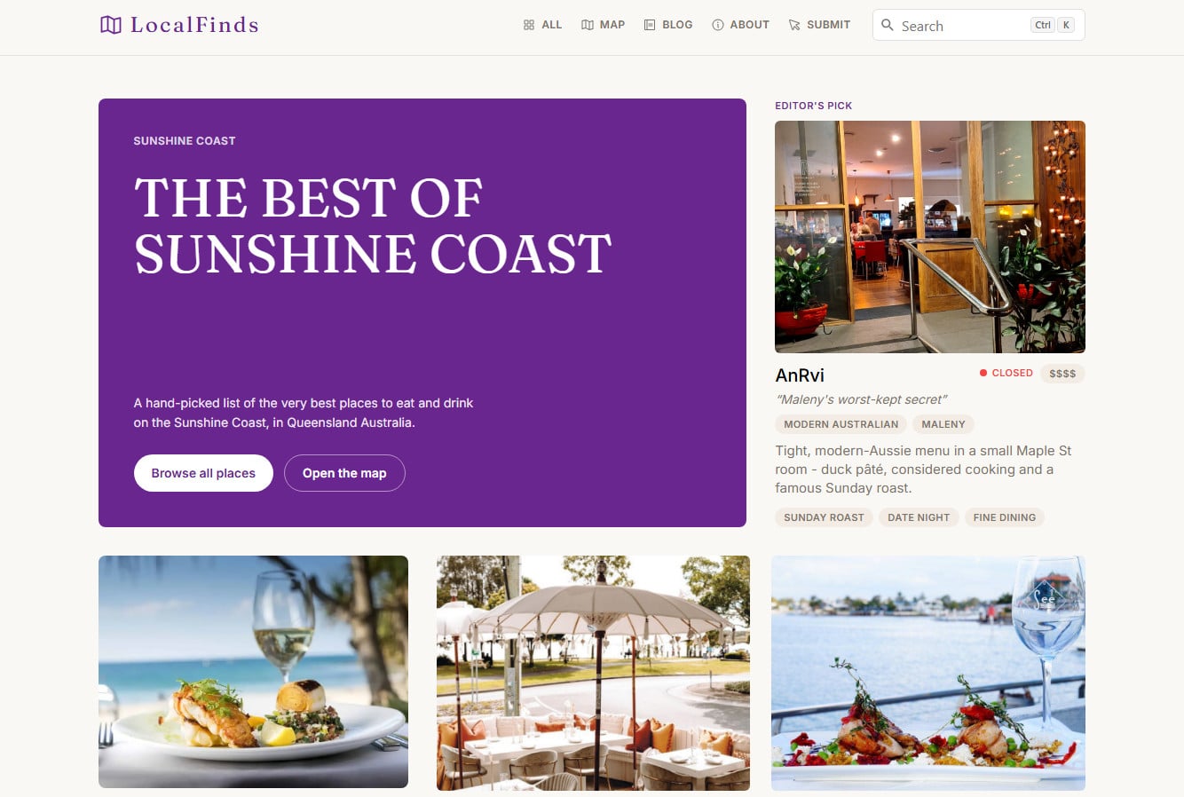 LocalFinds Astro directory template - homepage screenshot